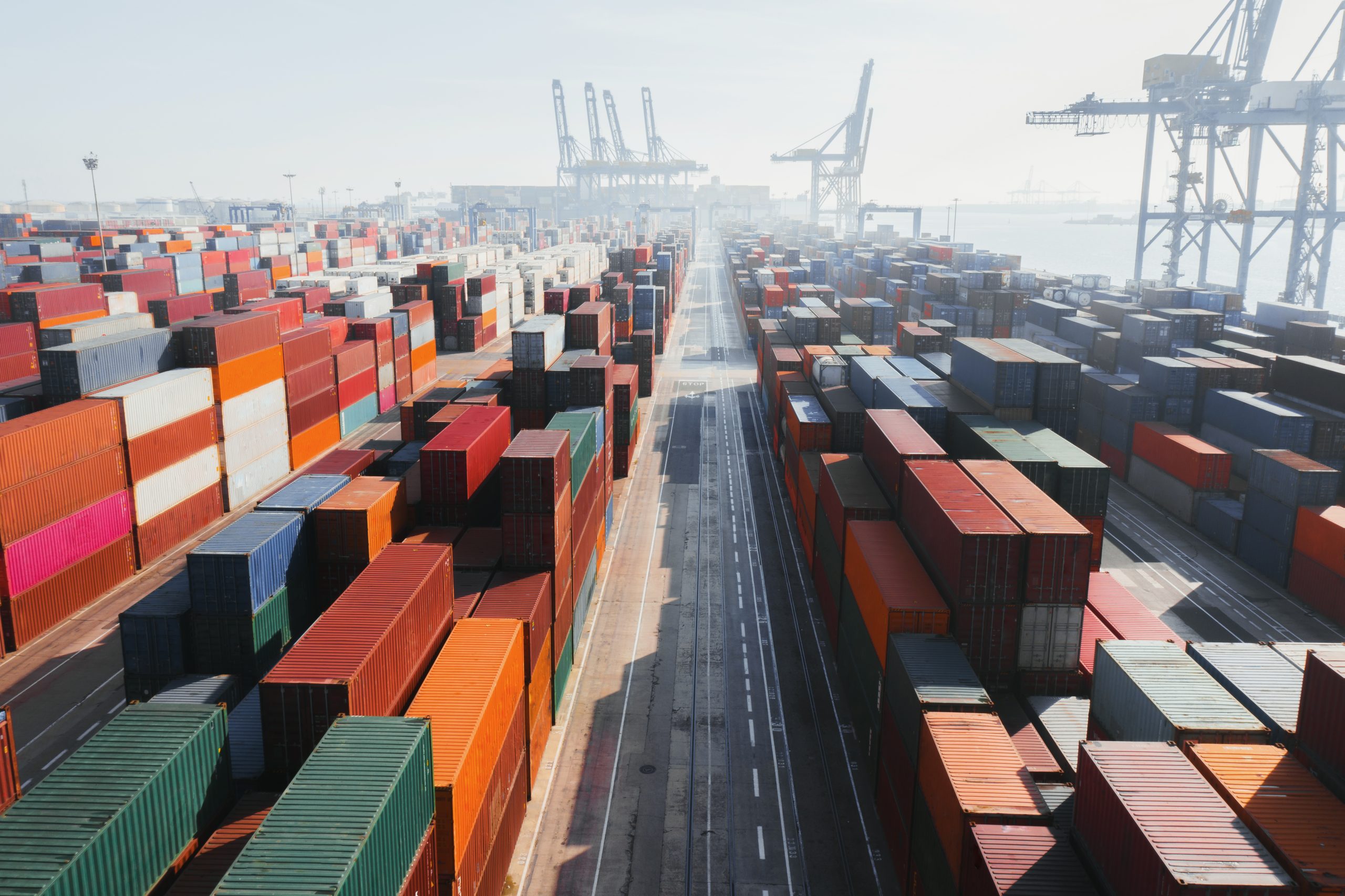 Shipping container with vendors working in secure environment. 